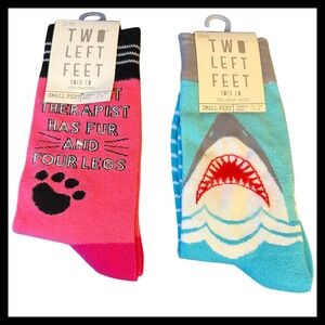 NWT Two Left Feet Sock Co Small Feet Cat Therapist Shark Great White